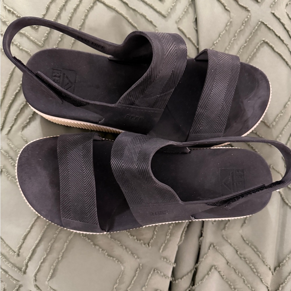 Reefs Platform Black Sandals